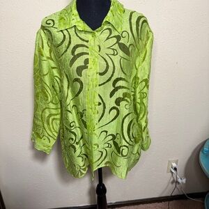 Elementz Lime Green Large Art to Wear Artistic Top Avant-garde